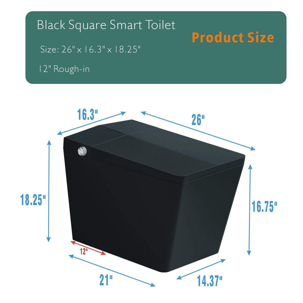 Nuvia Luxury Black Square Smart Toilet With Bidet, Remote, And Heated Seat (SAK45183) – SAKSBY WHOLESALE, view 13