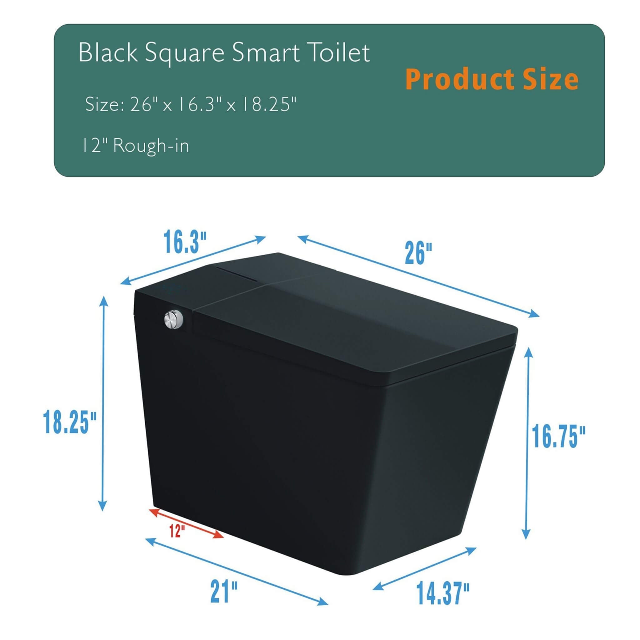 Nuvia Luxury Black Square Smart Toilet With Bidet, Remote, And Heated Seat (SAK45183) – SAKSBY WHOLESALE, view 13