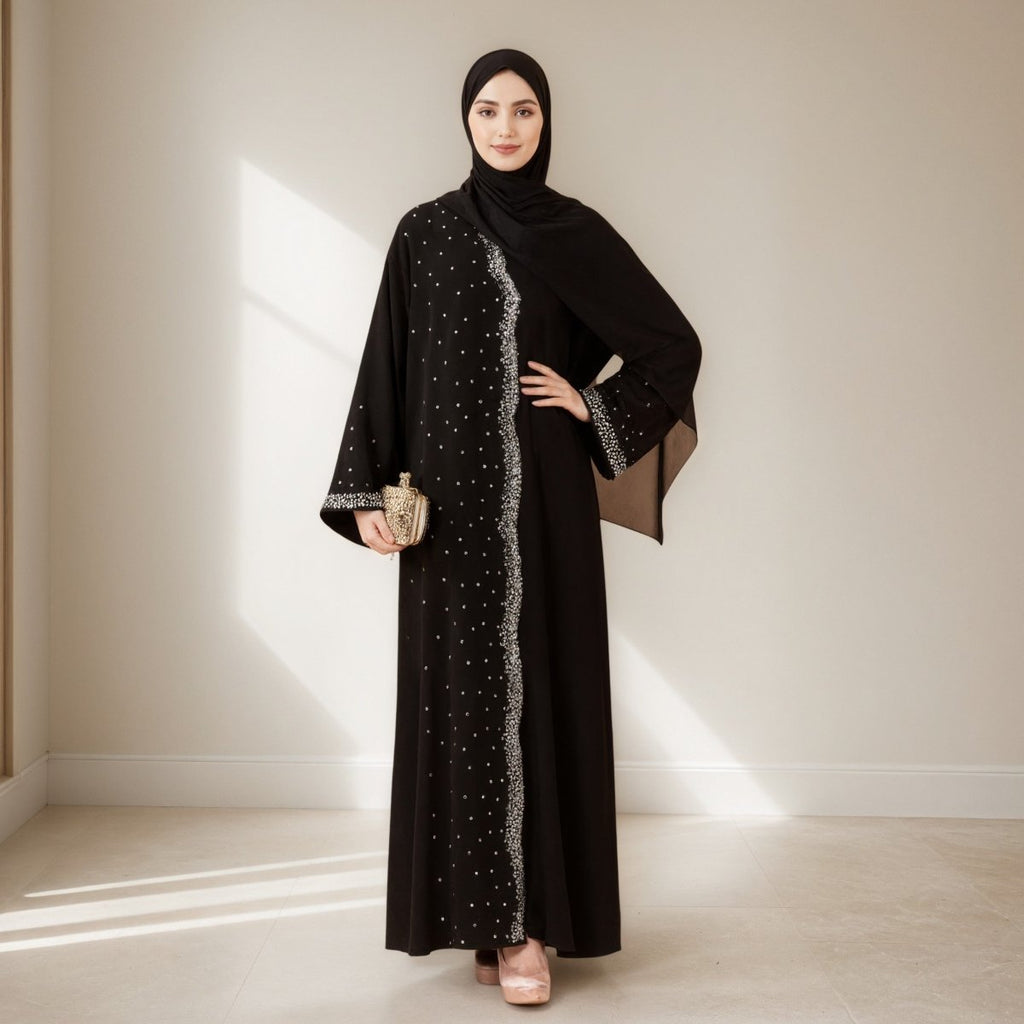 Mariam's Collection Luxury Black Starry Diamond Abaya  (MOA240) — main product shot