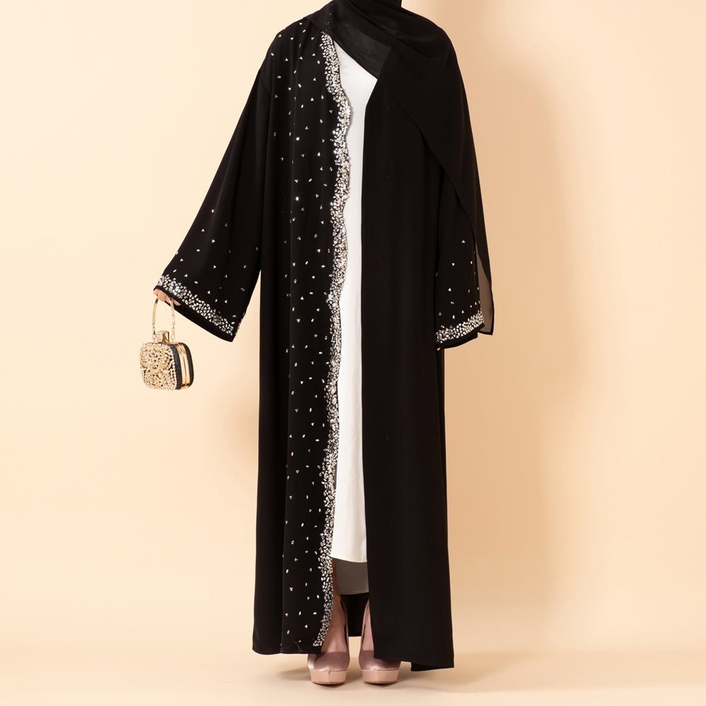 Mariam's Collection Luxury Black Starry Diamond Abaya  (MOA240) — detail shot 6