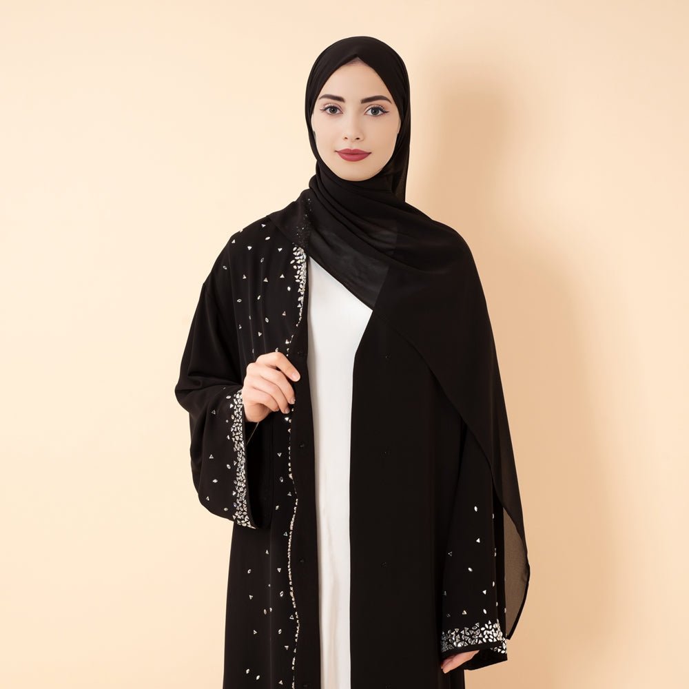 Mariam's Collection Luxury Black Starry Diamond Abaya  (MOA240) — detail shot 7
