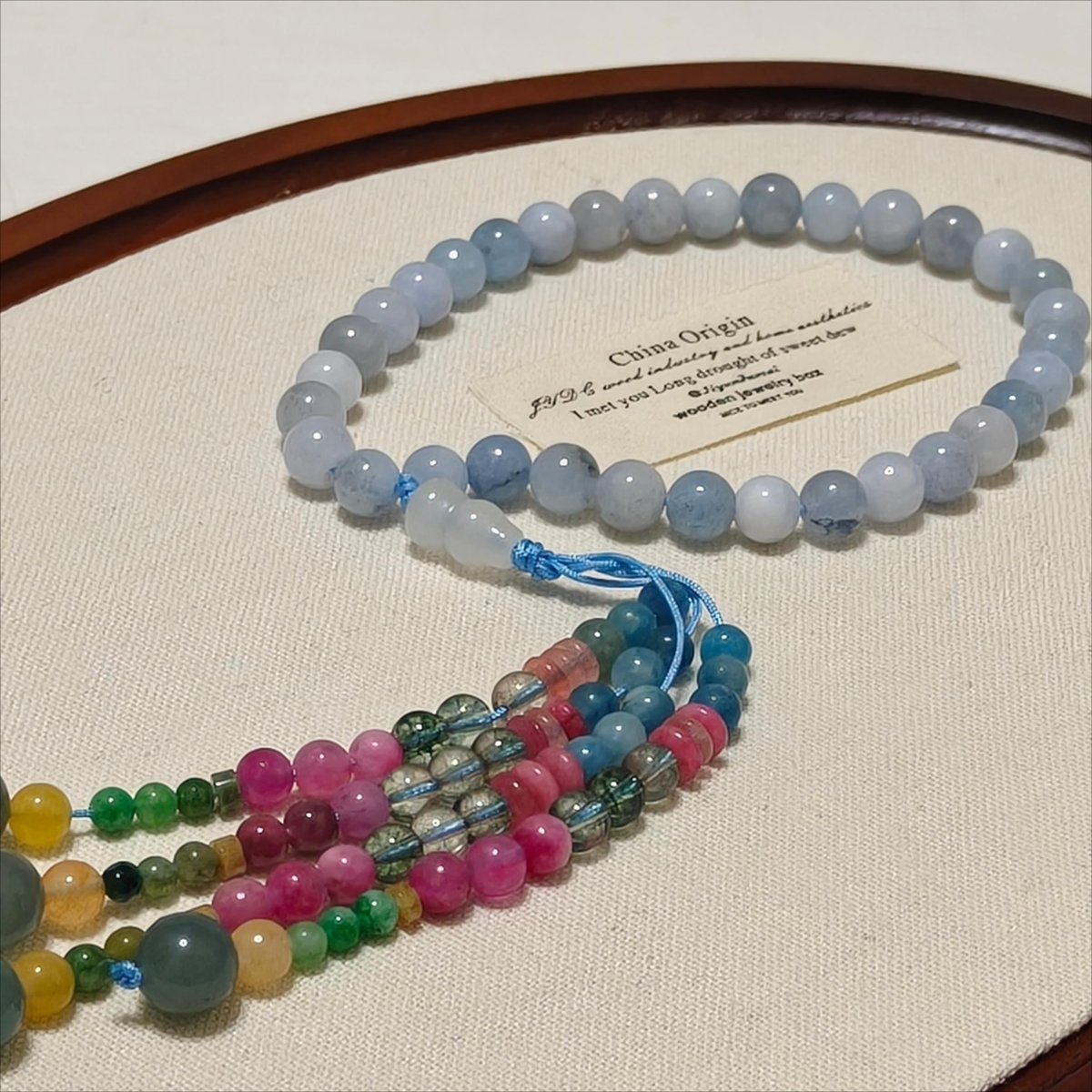 Mariam's Collection Luxury Elegance Fancy 33 Muslim Agate Tasbeeh with Tassels (MR083) — construction detail