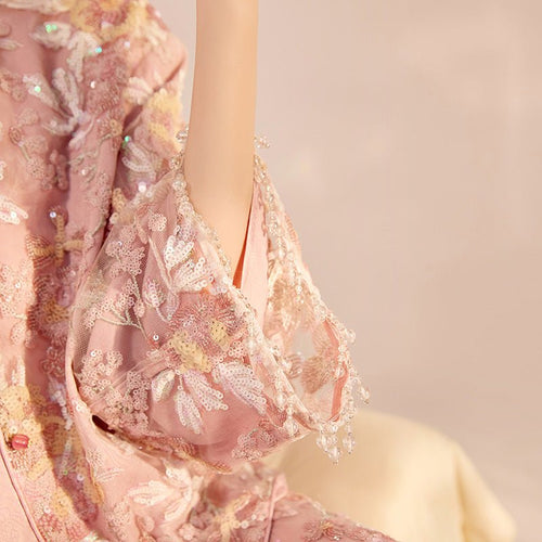 Luxury Embroidered Floral Jacket & Skirt Set(MS307)