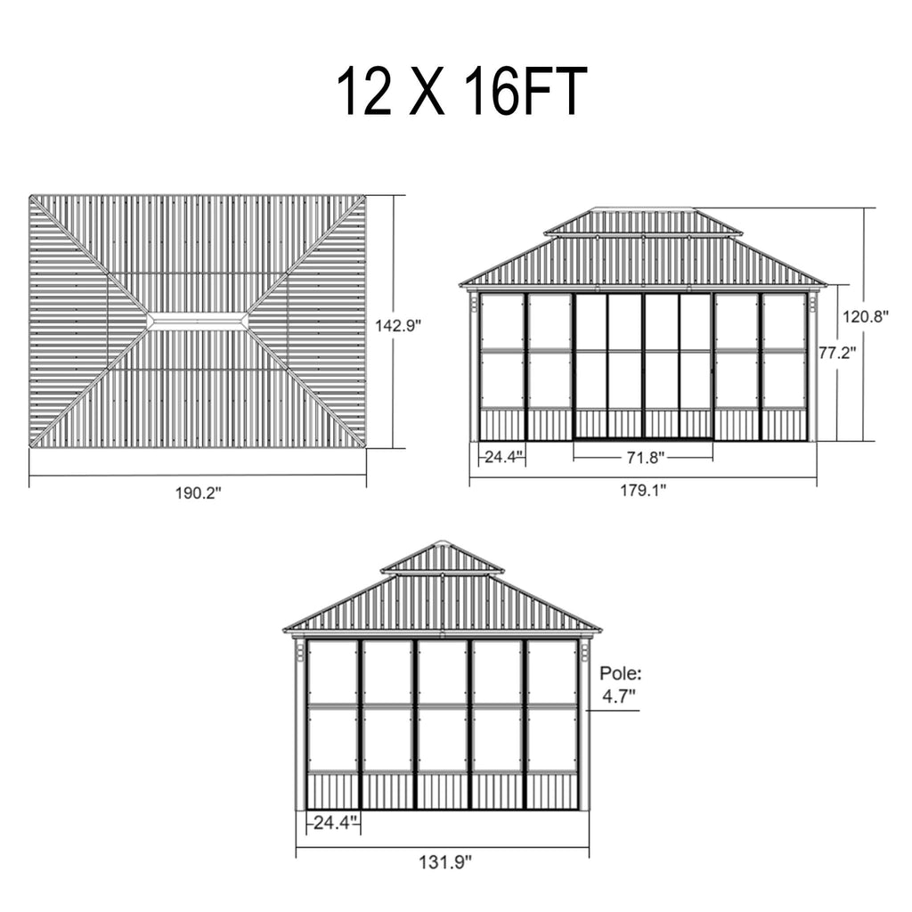 Alora Oasis Luxury Heavy-Duty Hardtop Sunroom With Aluminum Frame And LED Lights (SAK79102) – SAKSBY WHOLESALE, view 16