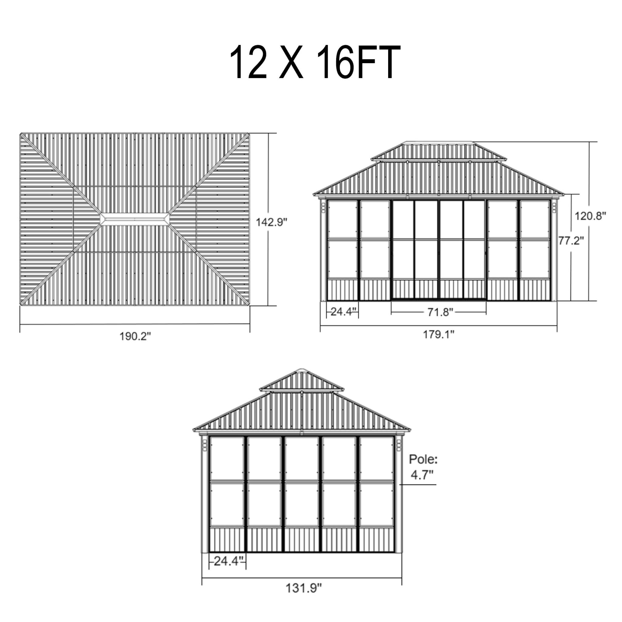 Alora Oasis Luxury Heavy-Duty Hardtop Sunroom With Aluminum Frame And LED Lights (SAK79102) – SAKSBY WHOLESALE, view 16