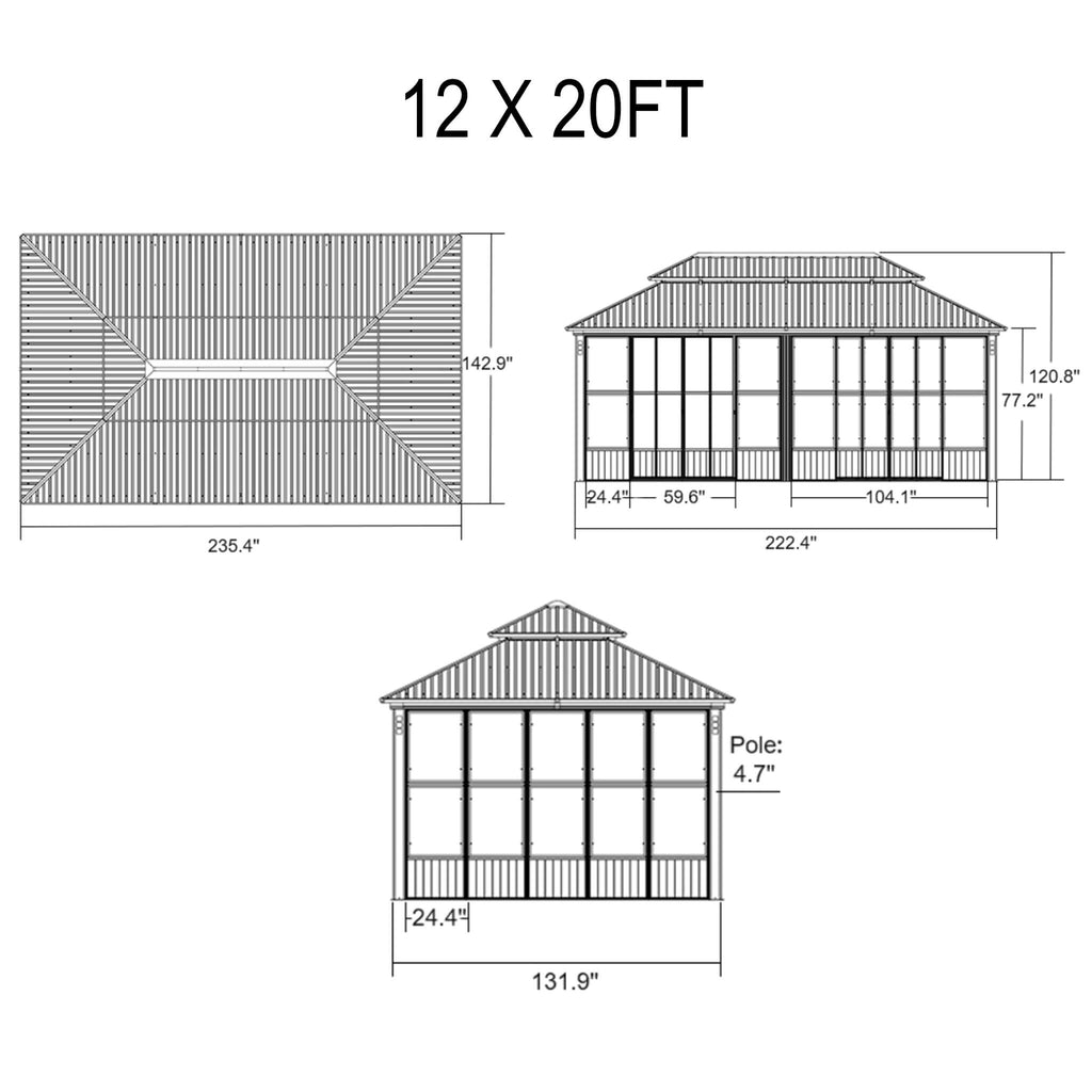 Alora Oasis Luxury Heavy-Duty Hardtop Sunroom With Aluminum Frame And LED Lights (SAK79102) – SAKSBY WHOLESALE, view 20