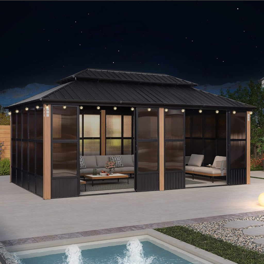 Alora Oasis Luxury Heavy-Duty Hardtop Sunroom With Aluminum Frame And LED Lights (SAK79102) – SAKSBY WHOLESALE, view 19