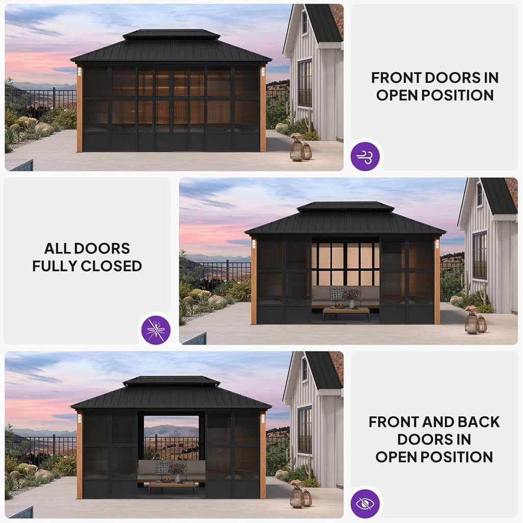 Alora Oasis Luxury Heavy-Duty Hardtop Sunroom With Aluminum Frame And LED Lights (SAK79102) – SAKSBY WHOLESALE, view 3
