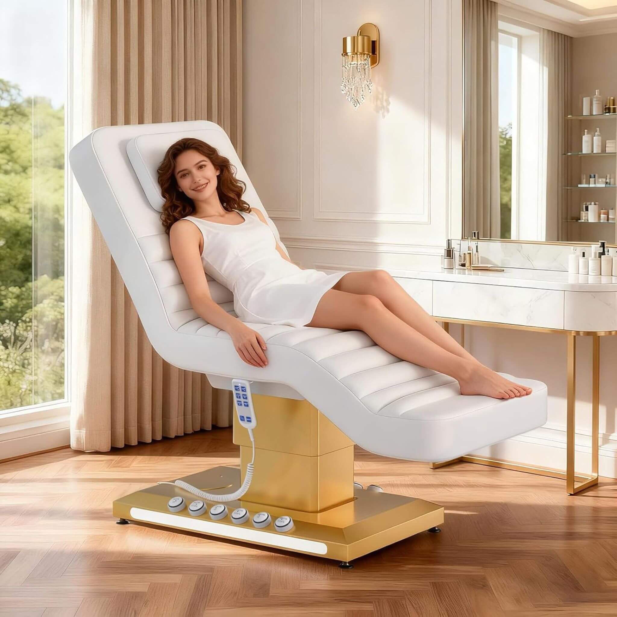 Luxury Height Adjustable 4-Motor Electric Massage Table With Lift And Foot Pedal (SAK63297) – SAKSBY WHOLESALE, view 4