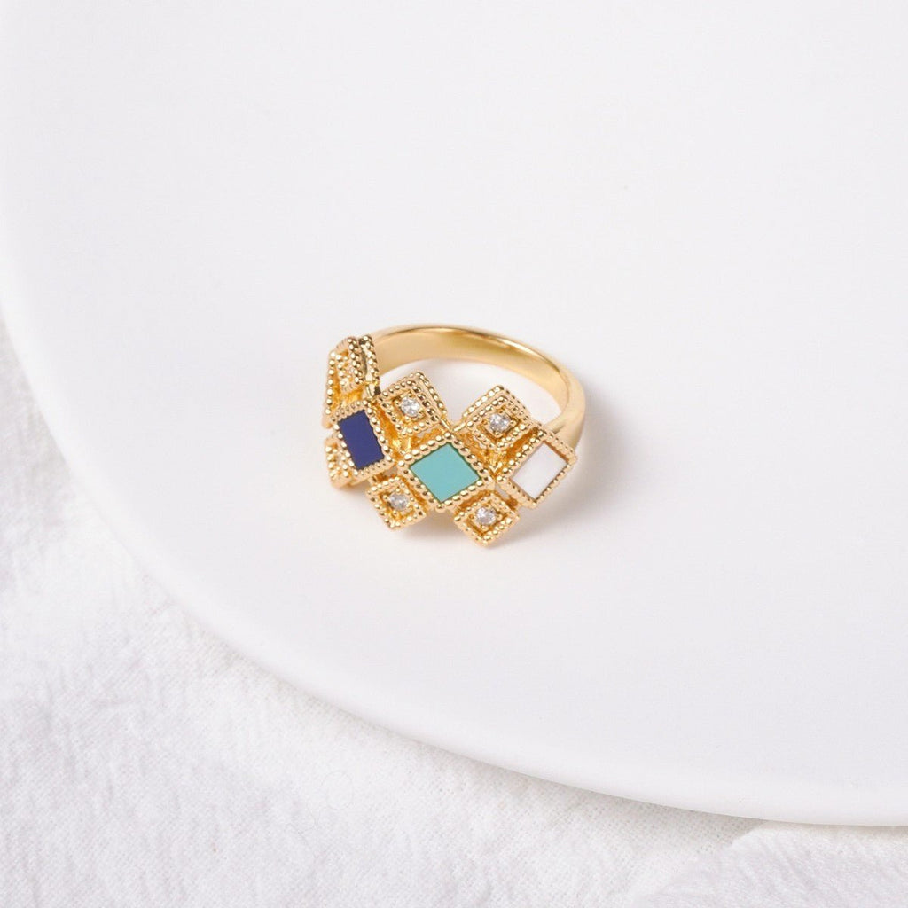 Mariam's Collection Celeste Geometric Gemstone Jewelry Set | Islamic Blue Stone Jewelry Set (MAC253) — flat-lay composition