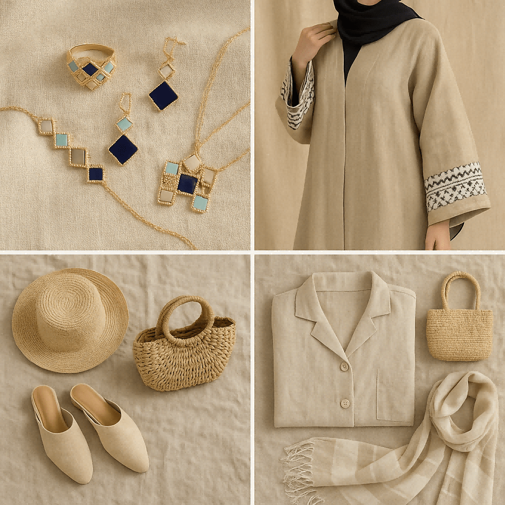 Mariam's Collection Celeste Geometric Gemstone Jewelry Set | Islamic Blue Stone Jewelry Set (MAC253) — detail shot 6
