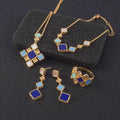 Mariam's Collection Celeste Geometric Gemstone Jewelry Set | Islamic Blue Stone Jewelry Set (MAC253) — Blue detail