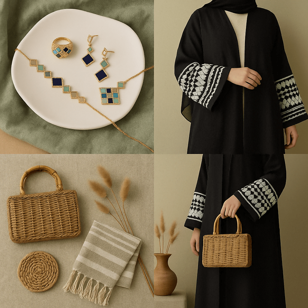 Mariam's Collection Celeste Geometric Gemstone Jewelry Set | Islamic Blue Stone Jewelry Set (MAC253) — lifestyle worn / used context