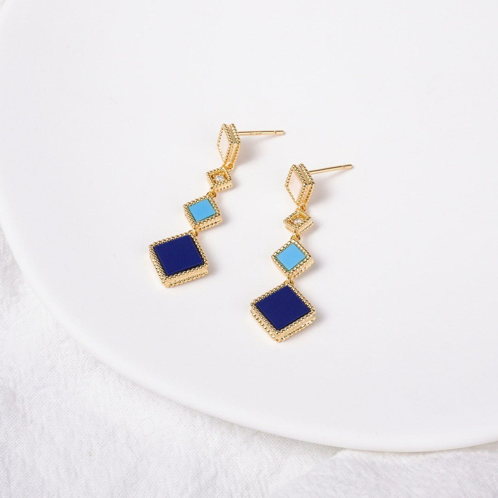 Mariam's Collection Celeste Geometric Gemstone Jewelry Set | Islamic Blue Stone Jewelry Set (MAC253) — product on model