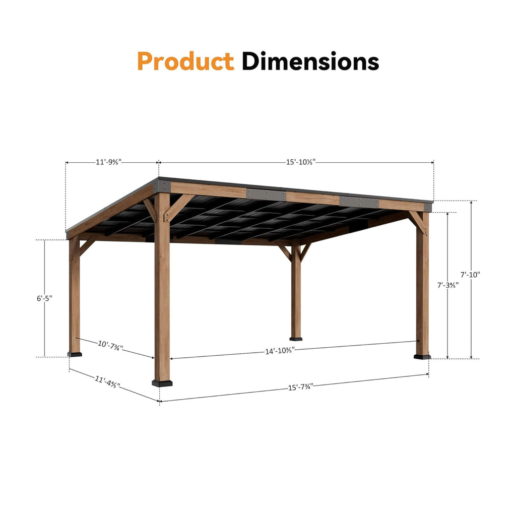 Alora Luxury Modern Cedar Gazebo With Sloped Hardtop Roof (SAK35720) – SAKSBY WHOLESALE, view 10