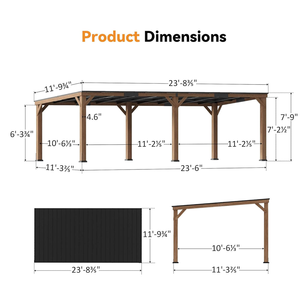 Alora Luxury Modern Cedar Gazebo With Sloped Hardtop Roof (SAK35720) – SAKSBY WHOLESALE, view 12