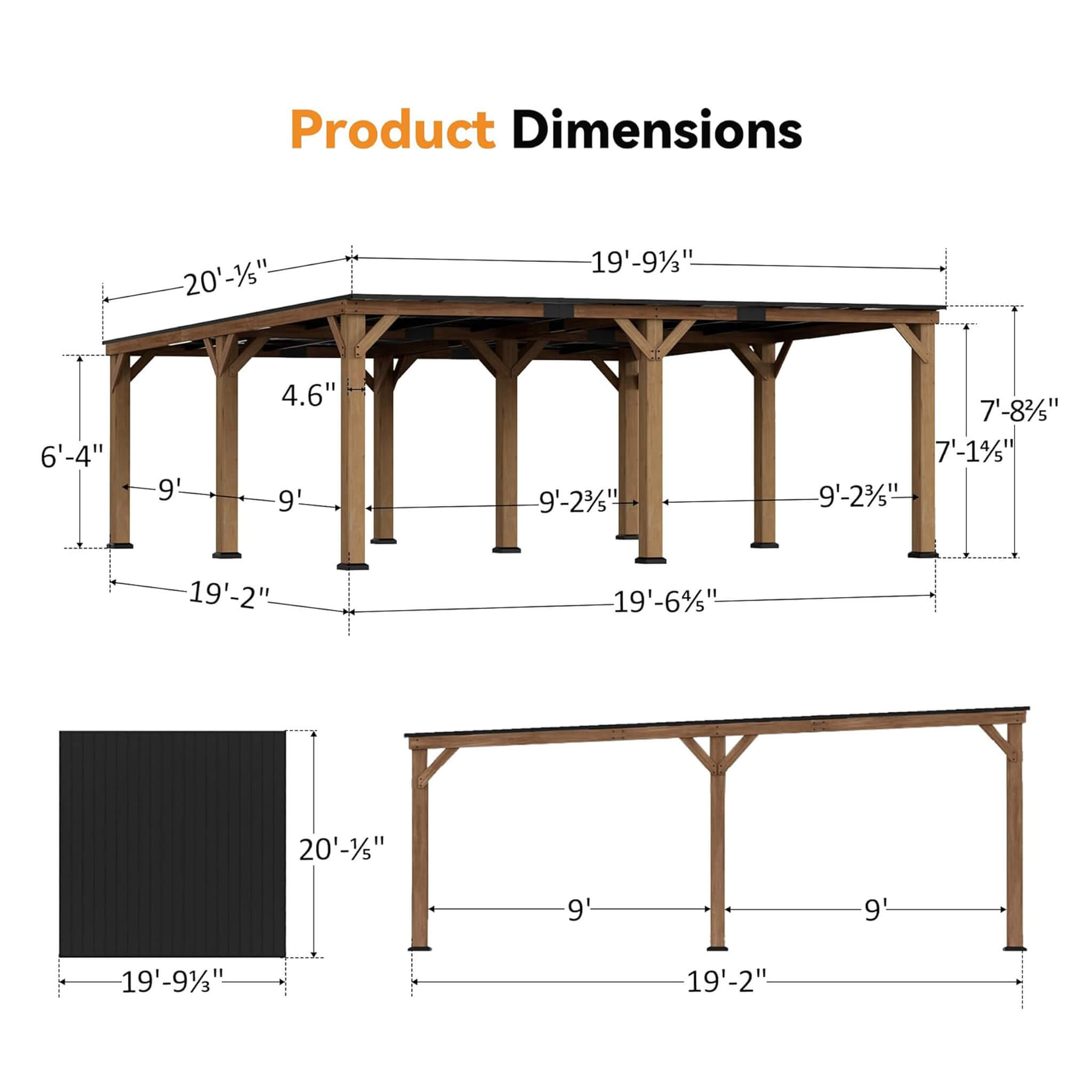 Alora Luxury Modern Cedar Gazebo With Sloped Hardtop Roof (SAK35720) – SAKSBY WHOLESALE, view 13