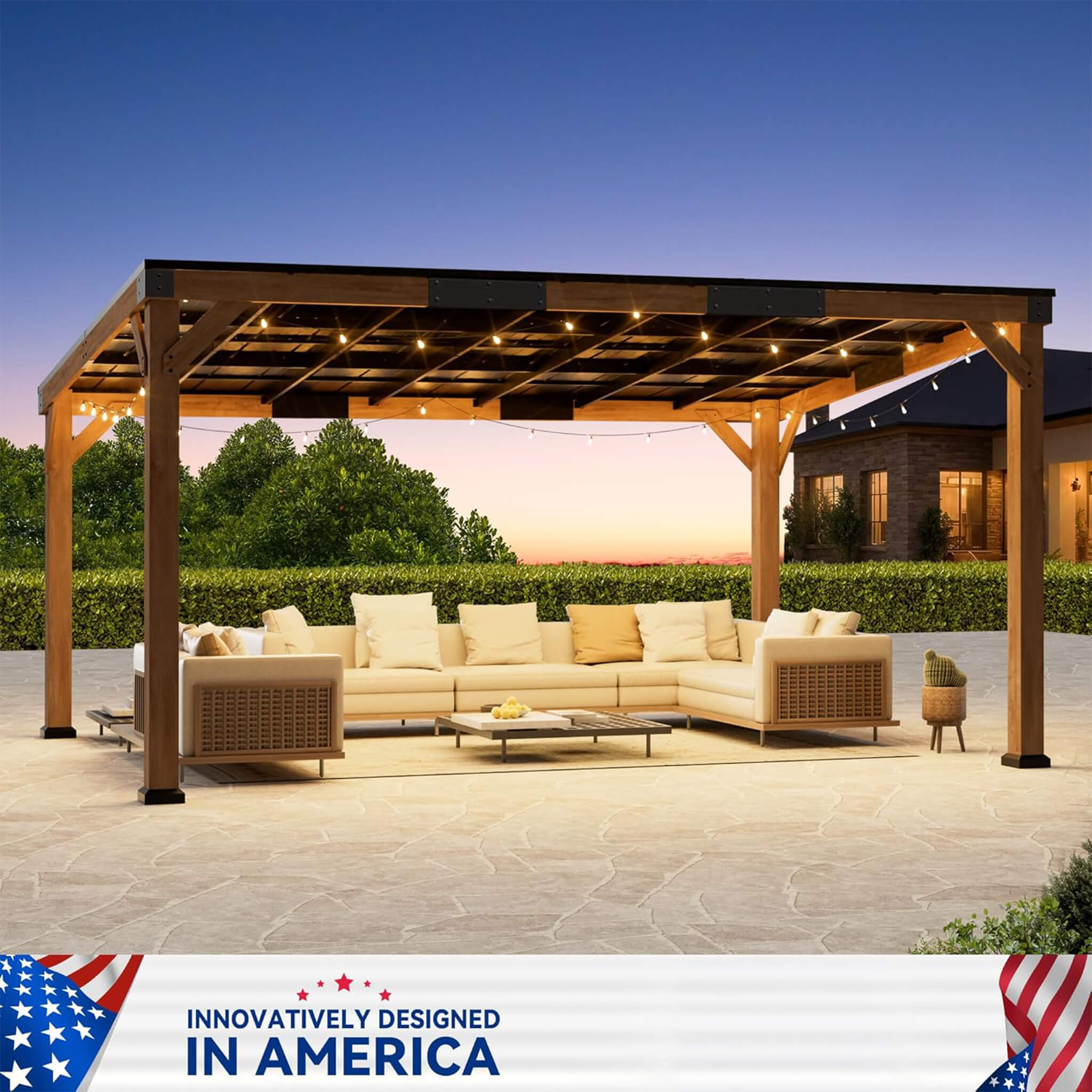Alora Luxury Modern Cedar Gazebo With Sloped Hardtop Roof (SAK35720) – SAKSBY WHOLESALE, view 4