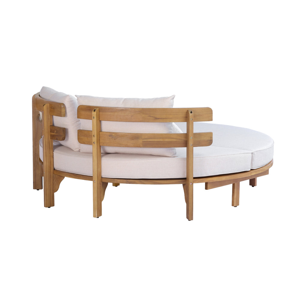 Alora Luxury Outdoor Acacia Wood Round Daybed With Cushions And Pillows (SAK40613) – SAKSBY WHOLESALE, view 16