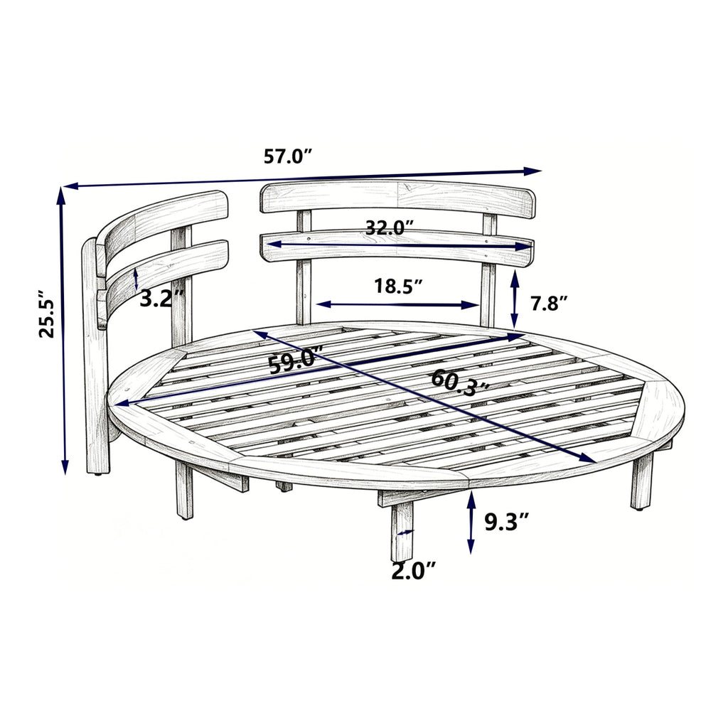 Alora Luxury Outdoor Acacia Wood Round Daybed With Cushions And Pillows (SAK40613) – SAKSBY WHOLESALE, view 10