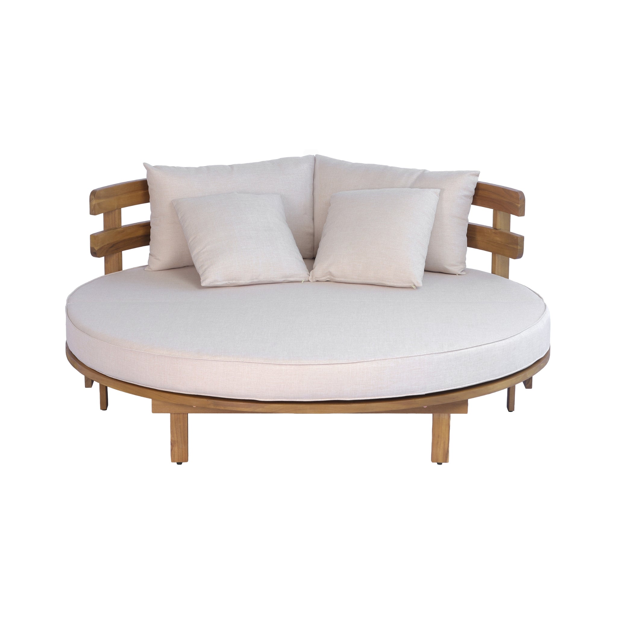 Alora Luxury Outdoor Acacia Wood Round Daybed With Cushions And Pillows (SAK40613) – SAKSBY WHOLESALE, view 12