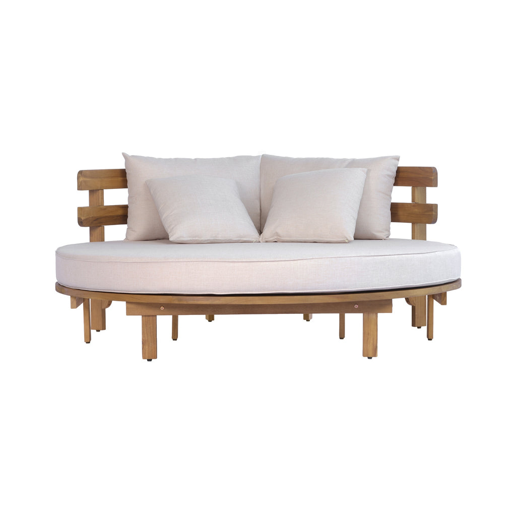 Alora Luxury Outdoor Acacia Wood Round Daybed With Cushions And Pillows (SAK40613) – SAKSBY WHOLESALE, view 13