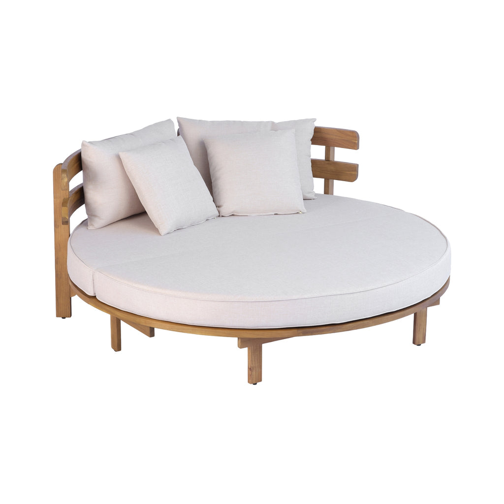 Alora Luxury Outdoor Acacia Wood Round Daybed With Cushions And Pillows (SAK40613) – SAKSBY WHOLESALE, view 15