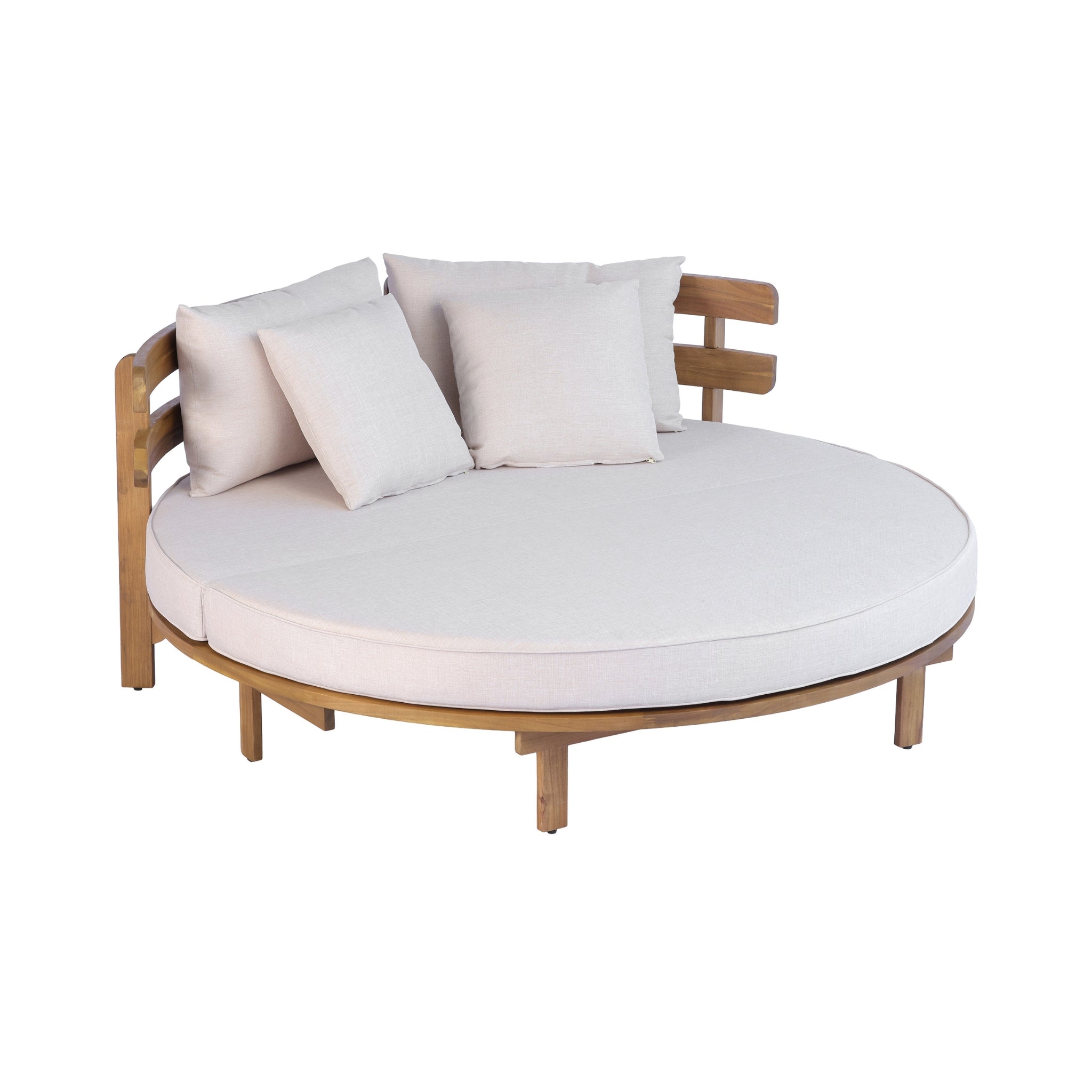 Alora Luxury Outdoor Acacia Wood Round Daybed With Cushions And Pillows (SAK40613) – SAKSBY WHOLESALE, view 15