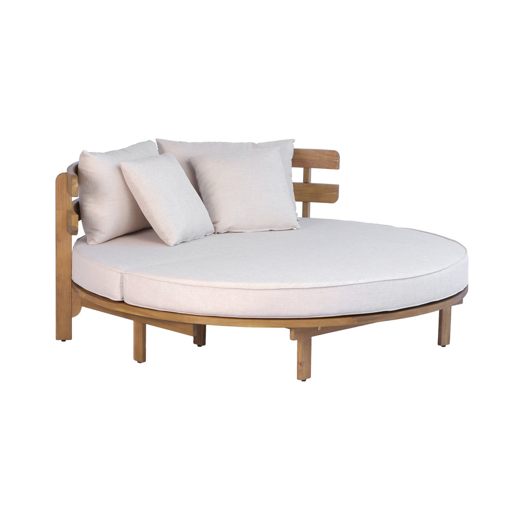 Alora Luxury Outdoor Acacia Wood Round Daybed With Cushions And Pillows (SAK40613) – SAKSBY WHOLESALE, view 14