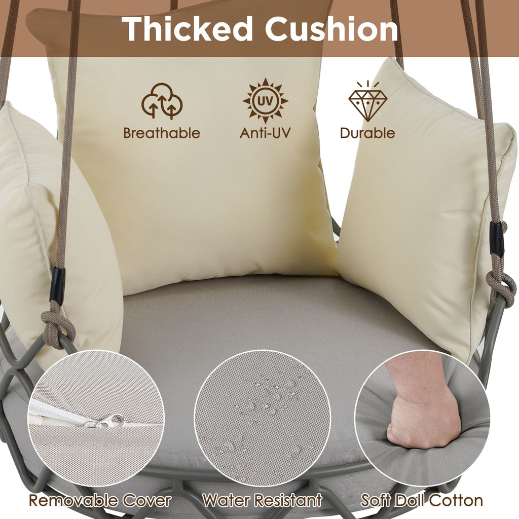 Alora Luxury Outdoor Hanging Basket Porch Swing Chair With UV Resistant Cushions (SAK95678) – SAKSBY WHOLESALE, view 6