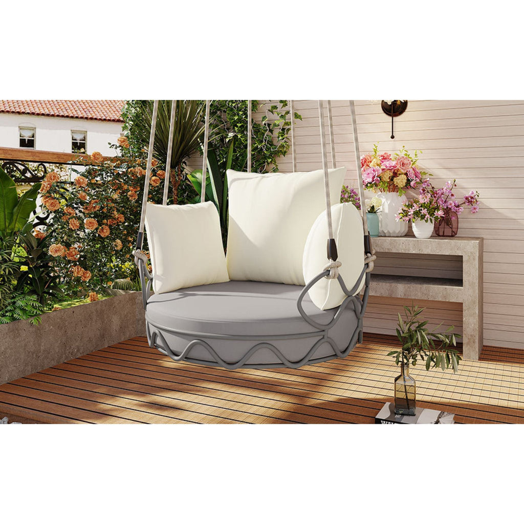 Alora Luxury Outdoor Hanging Basket Porch Swing Chair With UV Resistant Cushions (SAK95678) – SAKSBY WHOLESALE, view 10