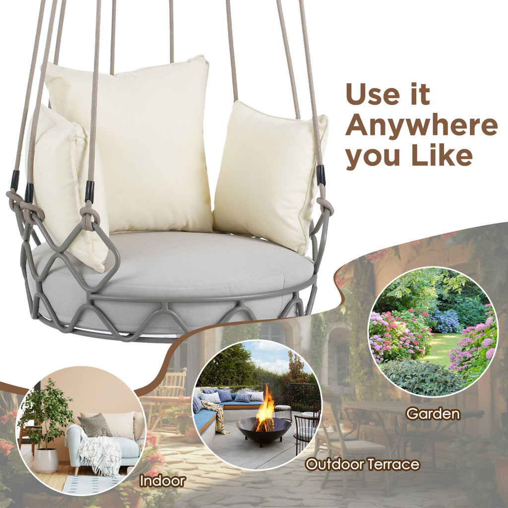 Alora Luxury Outdoor Hanging Basket Porch Swing Chair With UV Resistant Cushions (SAK95678) – SAKSBY WHOLESALE, view 8