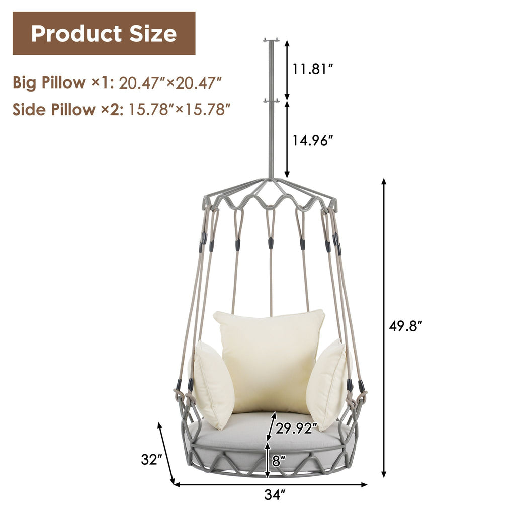 Alora Luxury Outdoor Hanging Basket Porch Swing Chair With UV Resistant Cushions (SAK95678) – SAKSBY WHOLESALE, view 9