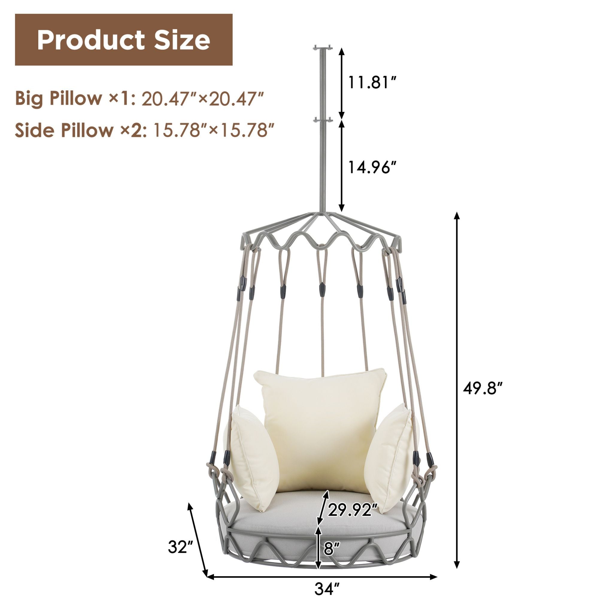 Alora Luxury Outdoor Hanging Basket Porch Swing Chair With UV Resistant Cushions (SAK95678) – SAKSBY WHOLESALE, view 9
