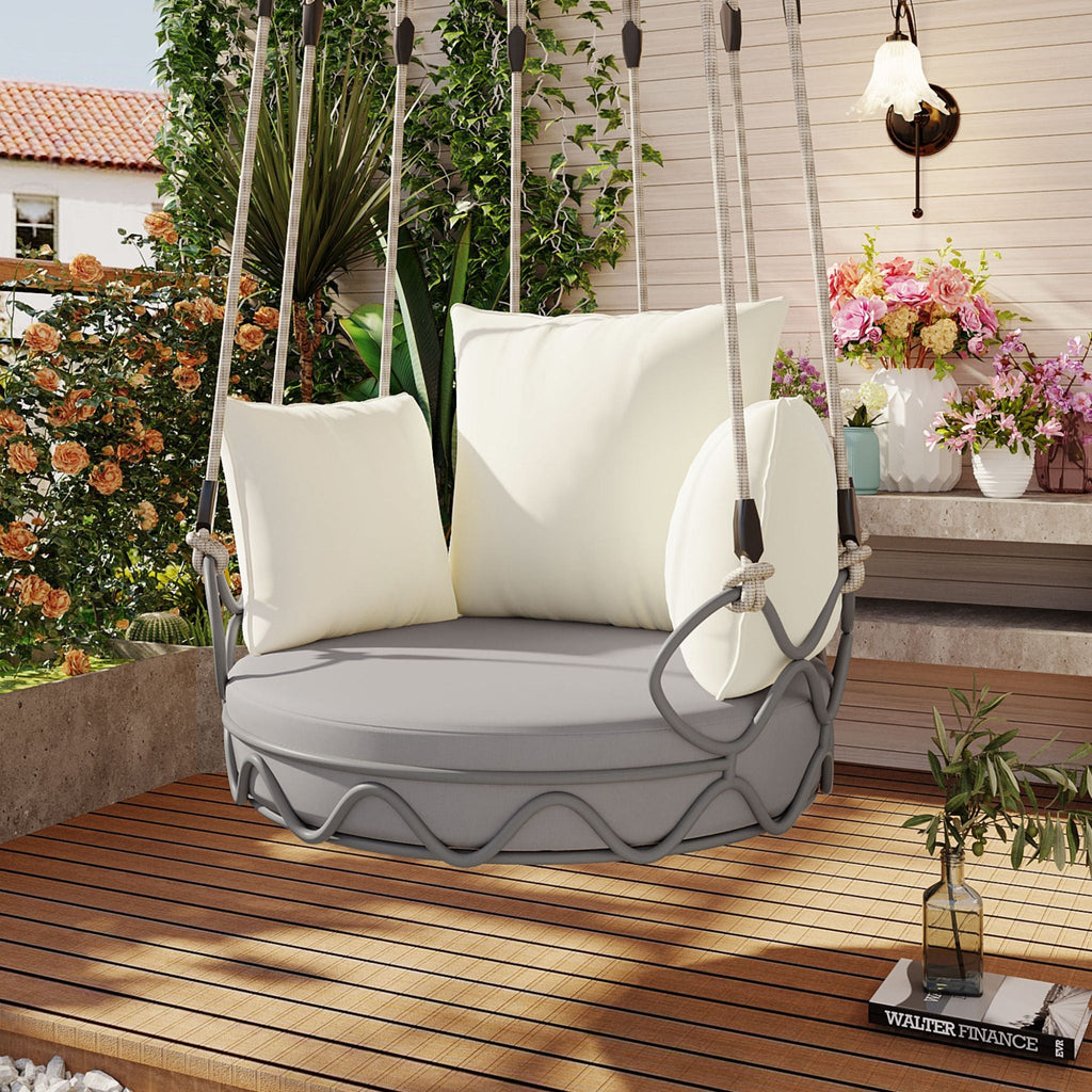 Alora Luxury Outdoor Hanging Basket Porch Swing Chair With UV Resistant Cushions (SAK95678) – SAKSBY WHOLESALE, view 4