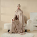 Mariam's Collection Luxury Satin Abaya With Diamond Tassels Belt,  6-Piece Set (MOA041) — detail shot 9