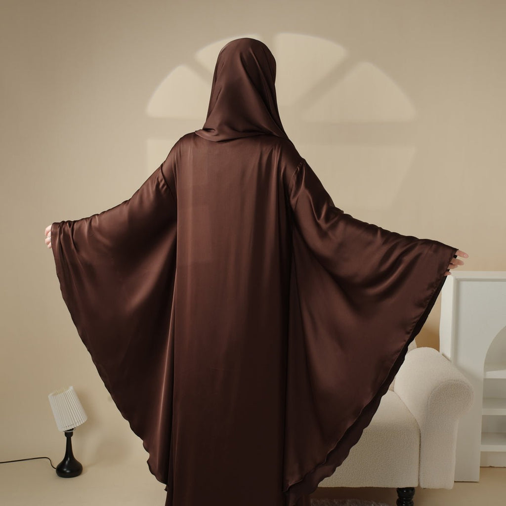 Mariam's Collection Luxury Satin Floaty Kaftan Abaya With Matching Hijab (MA054) — detail shot 9