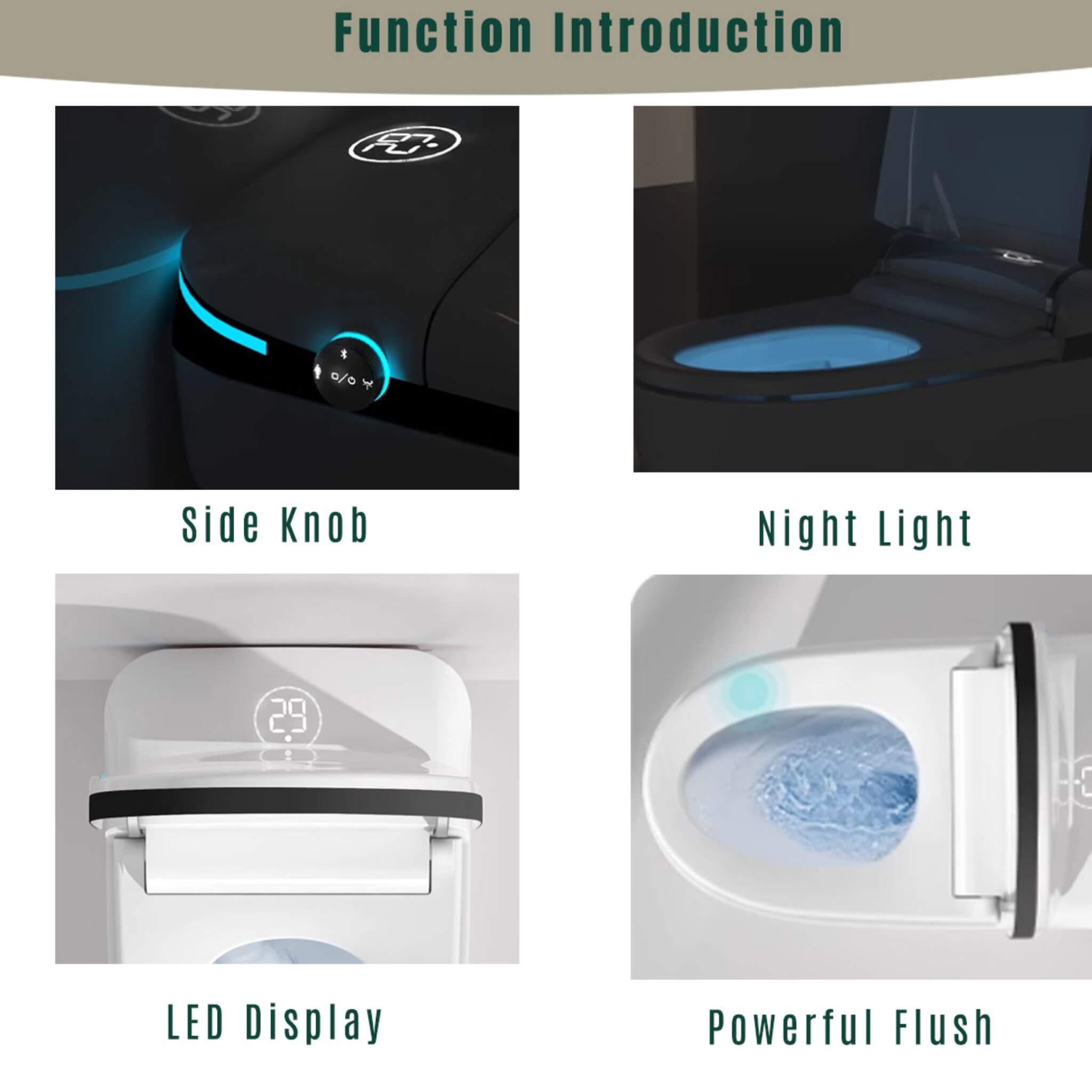 Nuvia Luxury Smart Toilet With Built-In Auto Open And Close Bidet Seat, Foot Sensor, LED Display And Night Light (SAK31256) –