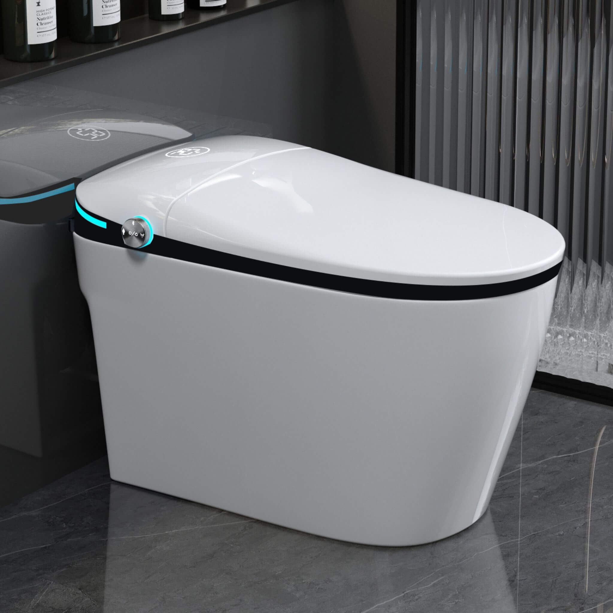 Nuvia Luxury Smart Toilet With Built-In Auto Open And Close Bidet Seat, Foot Sensor, LED Display And Night Light (SAK31256) –