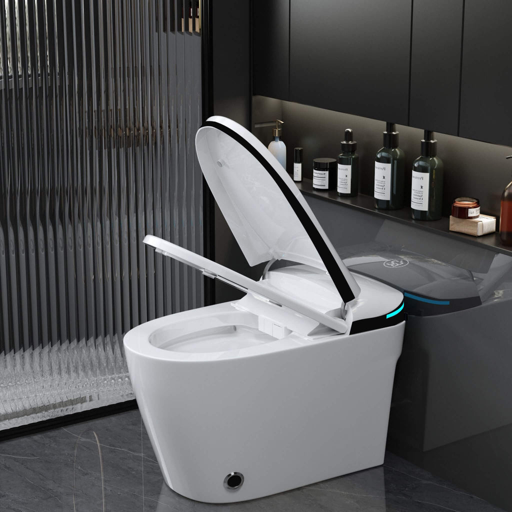 Nuvia Luxury Smart Toilet With Built-In Auto Open And Close Bidet Seat, Foot Sensor, LED Display And Night Light (SAK31256) –
