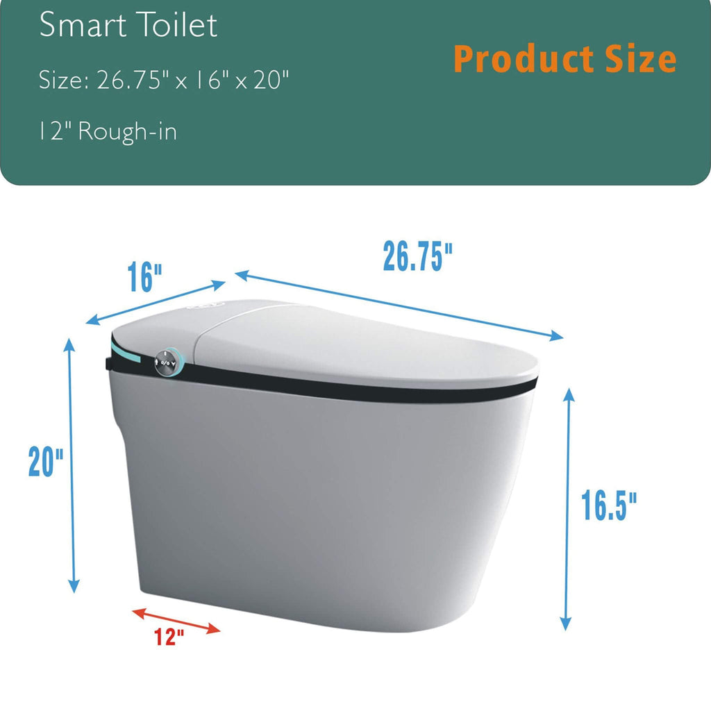 Nuvia Luxury Smart Toilet With Built-In Auto Open And Close Bidet Seat, Foot Sensor, LED Display And Night Light (SAK31256) –