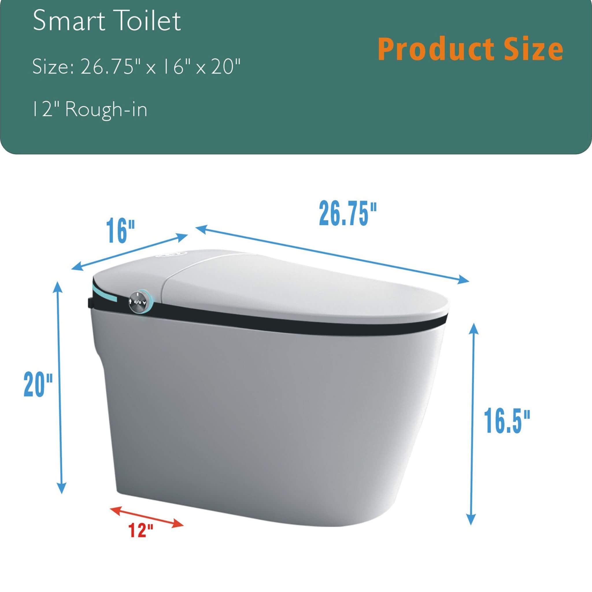 Nuvia Luxury Smart Toilet With Built-In Auto Open And Close Bidet Seat, Foot Sensor, LED Display And Night Light (SAK31256) –