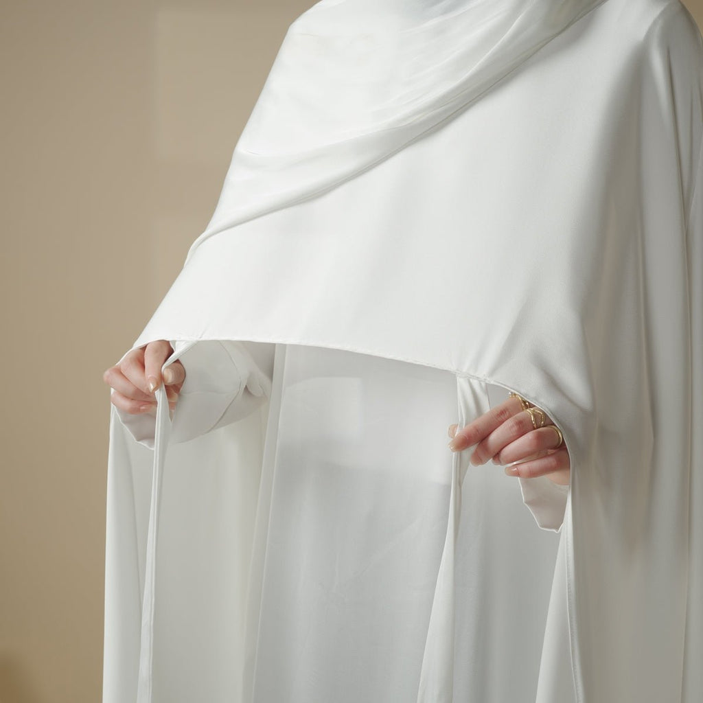 Mariam's Collection Luxury Wedding Abaya 3-Piece Bridal Abaya Set (MOA044) — flat-lay composition