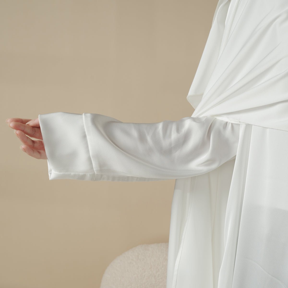 Mariam's Collection Luxury Wedding Abaya 3-Piece Bridal Abaya Set (MOA044) — product on model