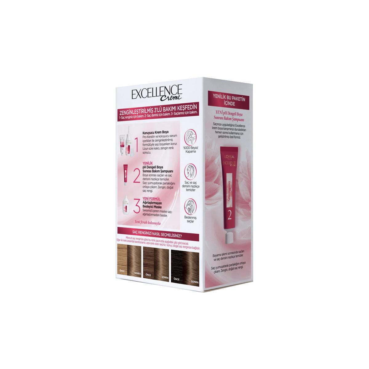 Loreal Paris Excellence Creme Hair Dye - 6.1 Küllü Açık Kahve - Long Lasting Color & Nourishment