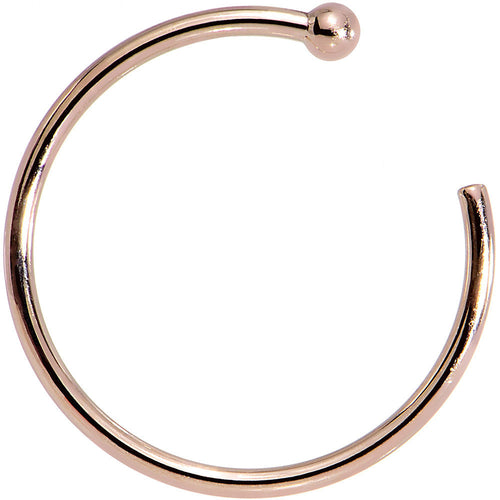 BodyCandy 20G 3/8 14k Solid Rose Gold Nose Hoop — detail close-up