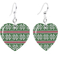 BodyCandy Green Red Christmas Sweater Heart Fishhook Dangle Earrings — main product shot