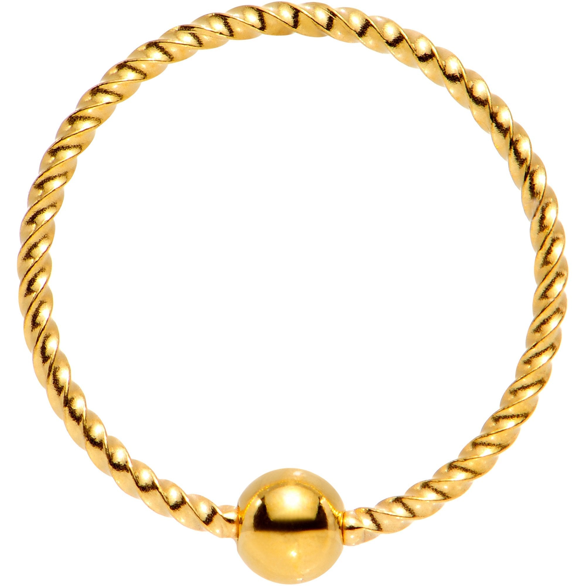 BodyCandy 20G 3/8 Gold Tone Anodized So Twisted Captive Style Seamless Ring — main product shot