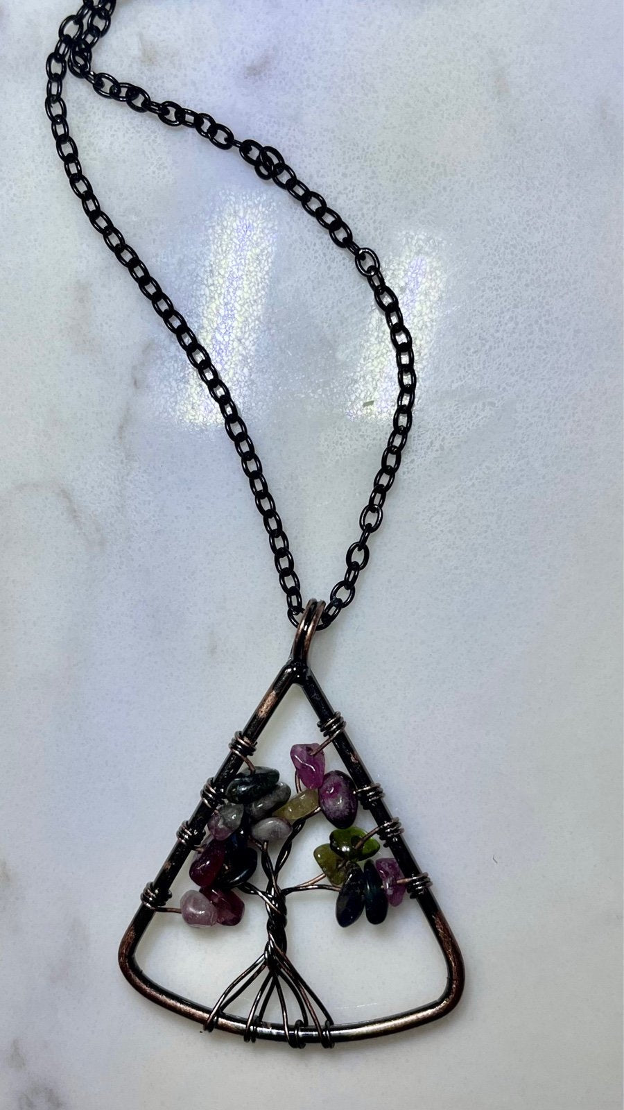 Just Neat Stuff Triangle Gemstone Tree of Life — side view