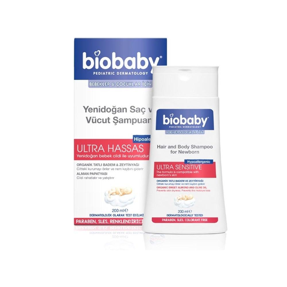 Biobaby Newborn Baby Shampoo and Body Wash - Gentle, Natural, 6.76 fl oz